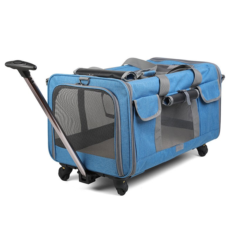 Large Capacity Pet Trolley Bag Detachable Universal Wheel Breathable Foldable Dog Bag Cat Carrier