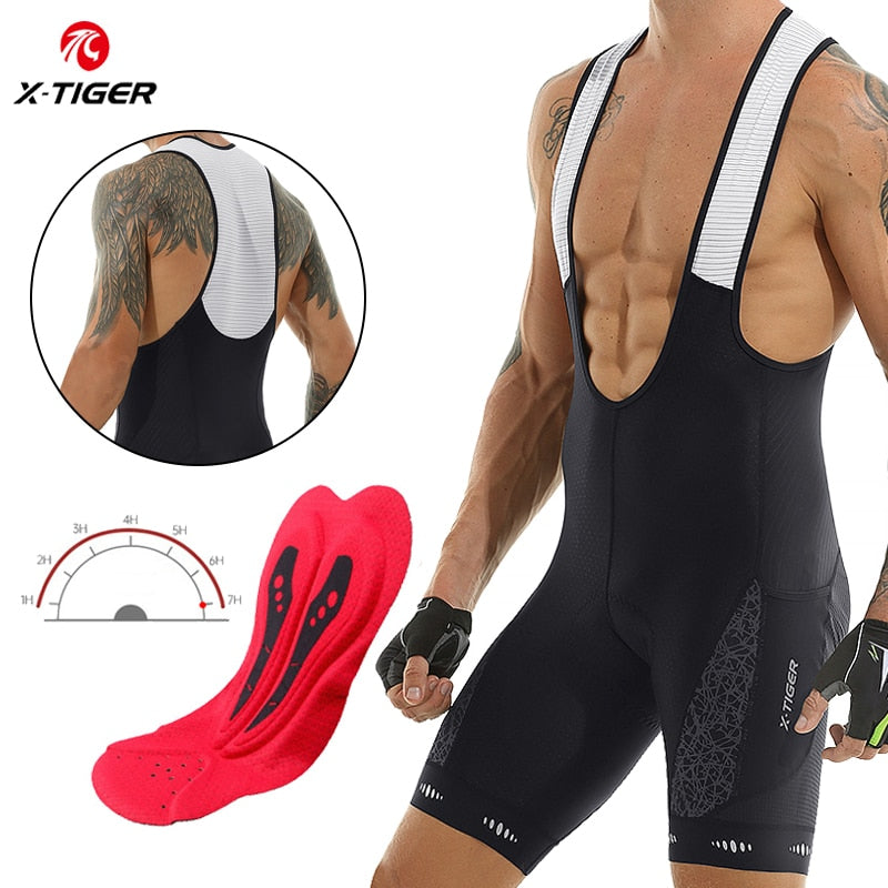 X-Tiger Men&#39;s Cycling Bib Shorts With Pocket UPF 50+ Latest Generation Quick-dry Polyester Competitive Edition Series Bib Shorts
