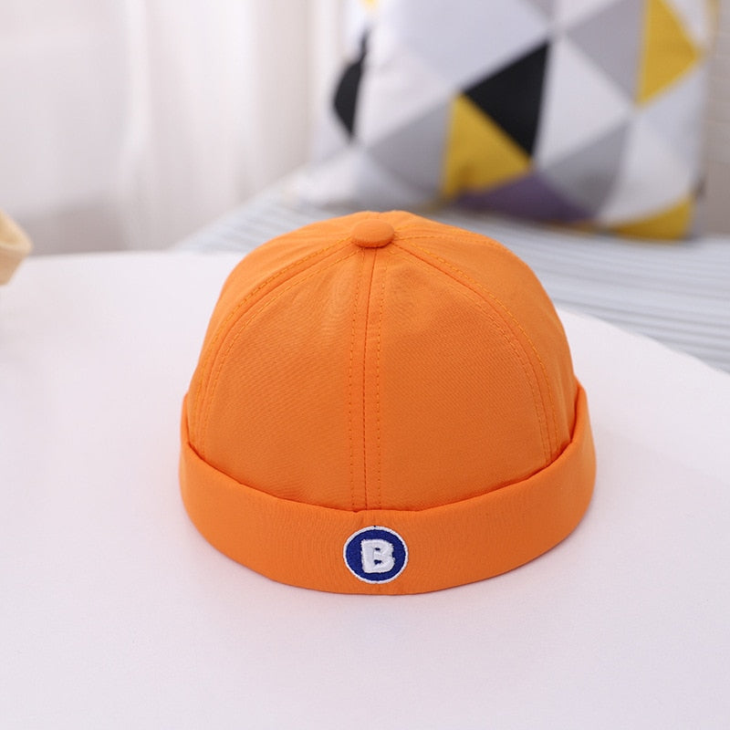 New Baby Brimless Hat Letters Printed Baby Boys Girls Hip Hop Caps Korean Solid Color Cool Adjustable Kids Hats Beanie