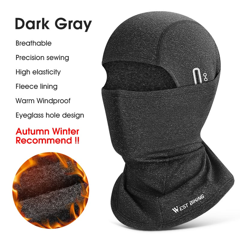 WEST BIKING Winter Warm Balaclava Hat Breathable Cycling Cap Outdoor Sport Full Face Cover Scarf Motorcycle Bike Helmet Liner