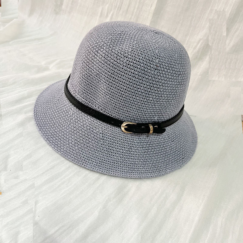 New Women's Sun Hat Simple Linen Breathable Refreshing Hat Summer Travel Sunscreen Sun Ribbon Decoration Foldable Straw Hat Gift