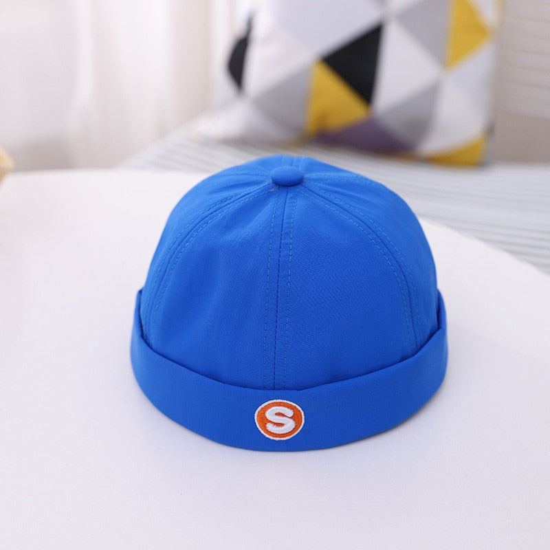 New Baby Brimless Hat Letters Printed Baby Boys Girls Hip Hop Caps Korean Solid Color Cool Adjustable Kids Hats Beanie
