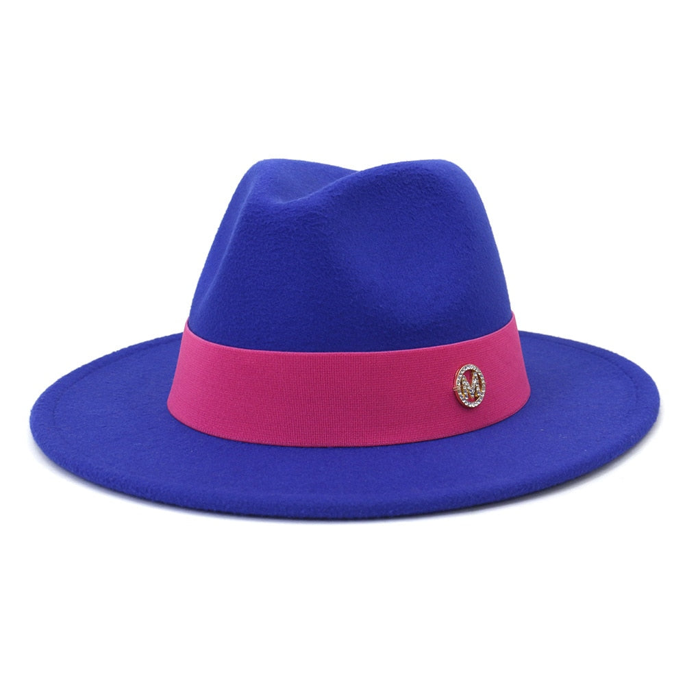 Fedora Hats for Women Flat Top Fashion Elegant Bowler Dress Caps Panama Church Wedding Ribbon Band Hat Men Felt Jazz Hat
