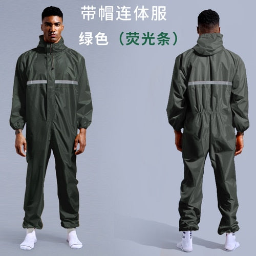 Conjoined Raincoat overalls Hooded Men and Women Fission Rain Suit Hooded Paint Spray Unisex Raincoat Workwear Safety Suits