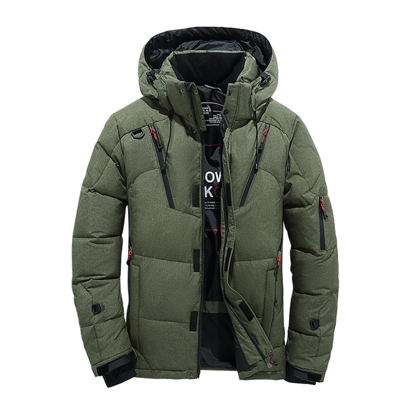 Down Jacket Men White Duck Winter Coat Windproof Warm Parkas Travel Camping Overcoat New in Thicken Solid Color Hooded Clothing