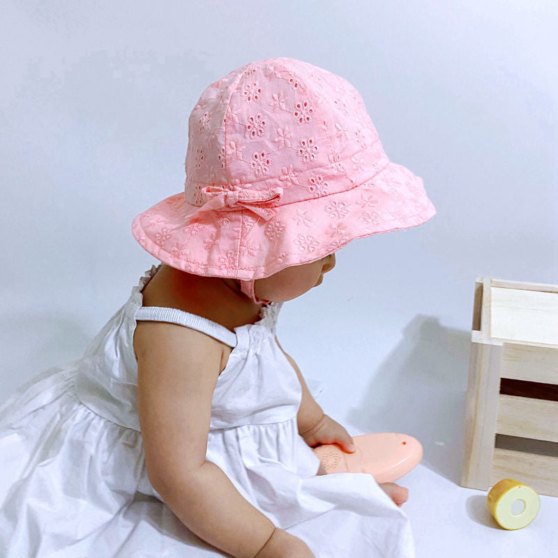 2022 New Spring Summer Outdoor Baby Girls Hat Lace Bowknot fisherman hat Baby Sun Hat Kids Sun Caps Toddler Sunscreen Cap
