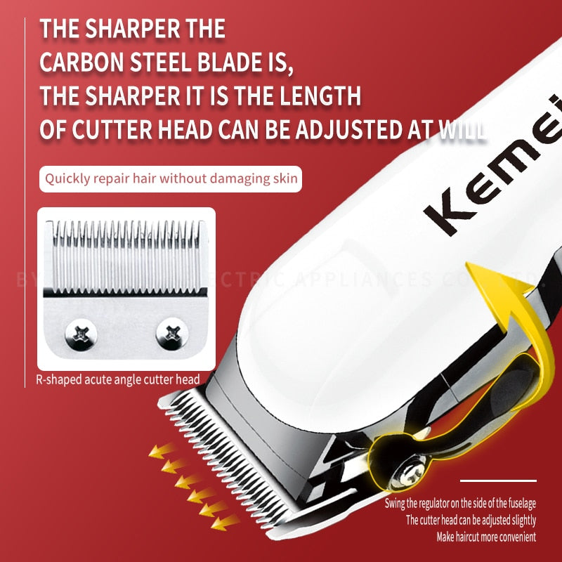 Kemei professional hair clipper adjustable hair trimmer for men electric powerful beard rechargeable hair cut barber machine