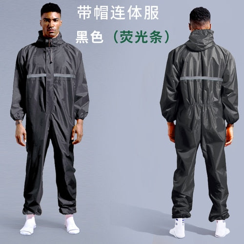 Conjoined Raincoat overalls Hooded Men and Women Fission Rain Suit Hooded Paint Spray Unisex Raincoat Workwear Safety Suits