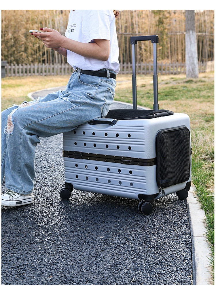 Pet Trolley Large Aviation Case PC Universal Wheel Pet Trolley Dog Out Outing Portable Comfortable And Breathable Pet Carrier