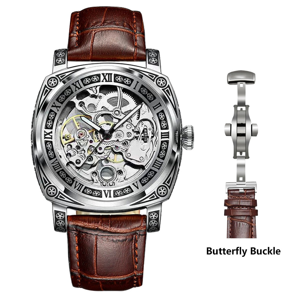 Authentic Brand Carved Watches Fully Automatic men watches Hollowed Fashion Mechanical Watches luxury MAN WATCH Reloj Hombre