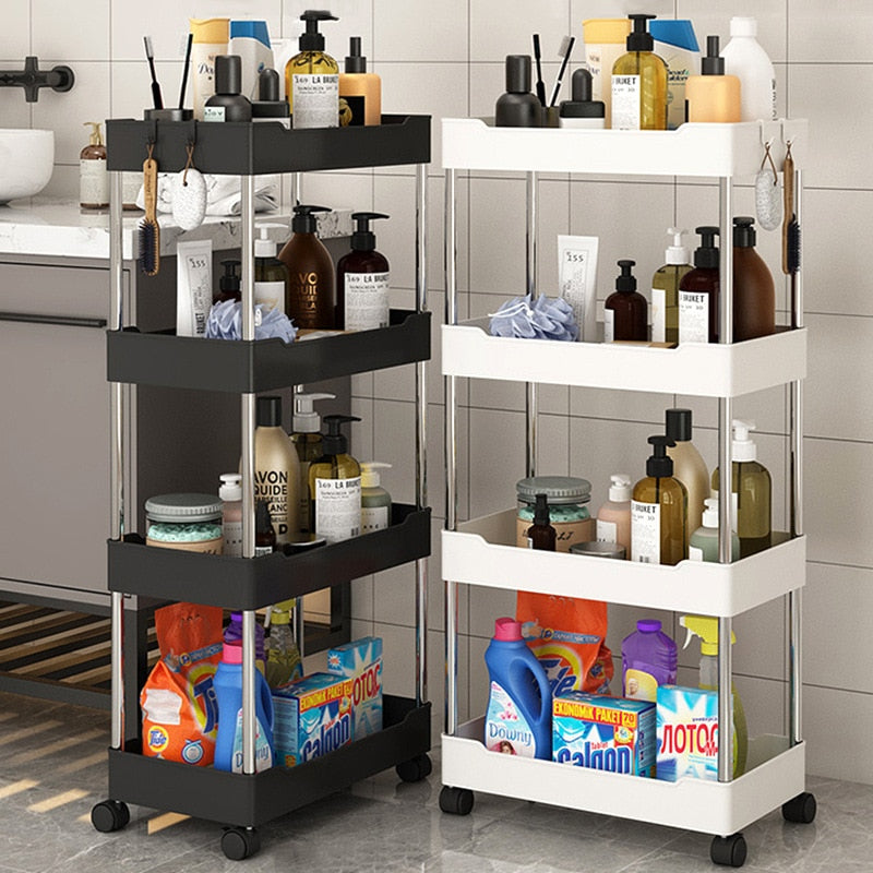 3/4 Tier Kitchen Storage Rack Movable Gap Storage Shelves Bathroom Shelf Slim Slide Organizer Rack Livingroom Rack