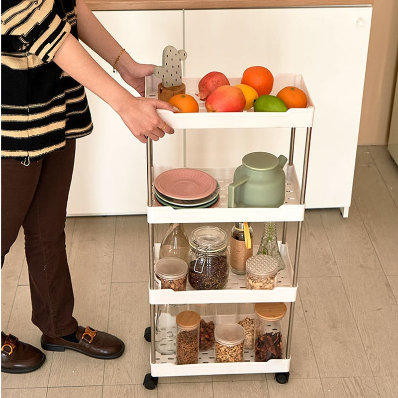 3/4 Tier Kitchen Storage Rack Movable Gap Storage Shelves Bathroom Shelf Slim Slide Organizer Rack Livingroom Rack