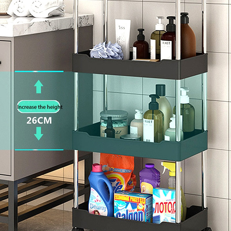 3/4 Tier Kitchen Storage Rack Movable Gap Storage Shelves Bathroom Shelf Slim Slide Organizer Rack Livingroom Rack