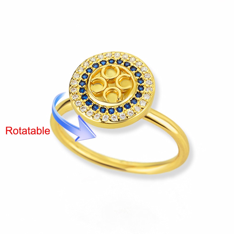 Rotating Four Clover Adjustable Rings for Women Stainless Steel Wedding Ring Female Fashion Aesthetic Jewelry Christmas Gift