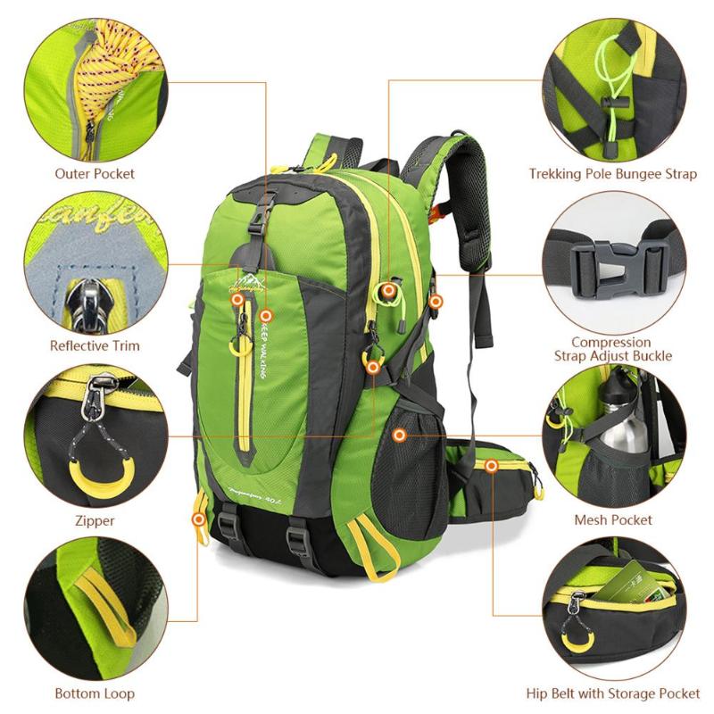 Waterproof Climbing Backpack Rucksack 40L Outdoor Sports Bag Travel Backpack Camping Hiking Backpack Women Trekking Bag For Men