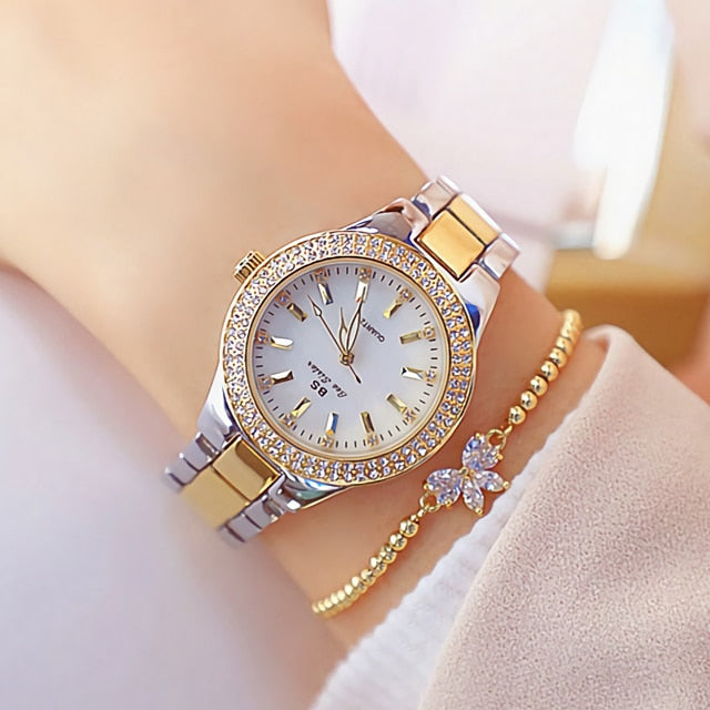 2022 Ladies Wrist Watches Dress Gold Watch Women Crystal Diamond Watches Stainless Steel Silver Clock Women Montre Femme 2023