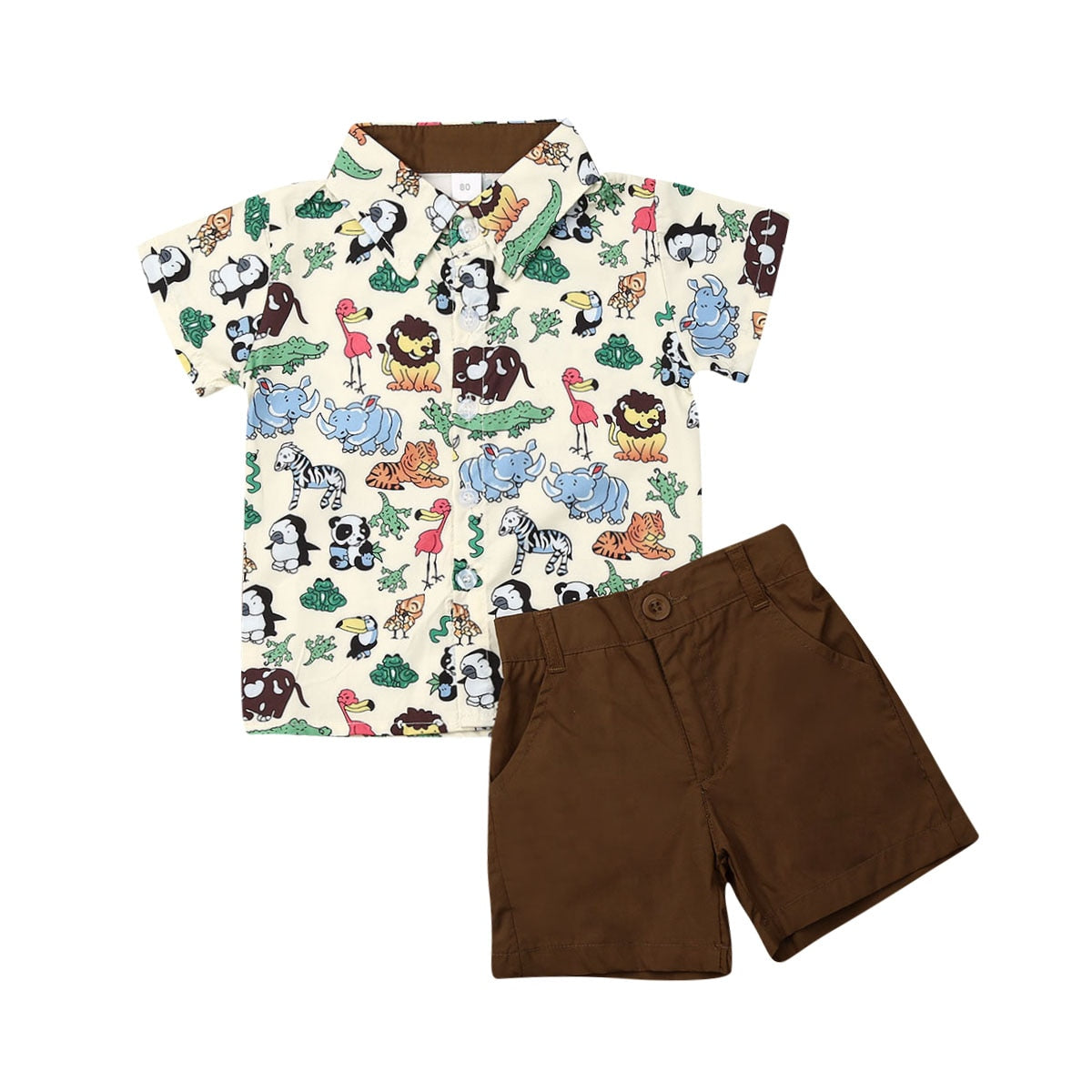 2PCS Toddler Baby Boy Gentleman Tops Turn-down Collar Single Breasted Shirt Button Short Pants Outfits Set Clothes Set 0-5T