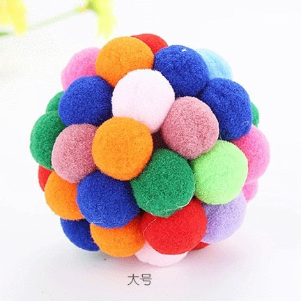 Handmade Funny Cats Bouncy Ball Toys Kitten Plush Bell Ball Mouse Toy Planet Ball Cat Chew Toys Interactive Pet Accessories