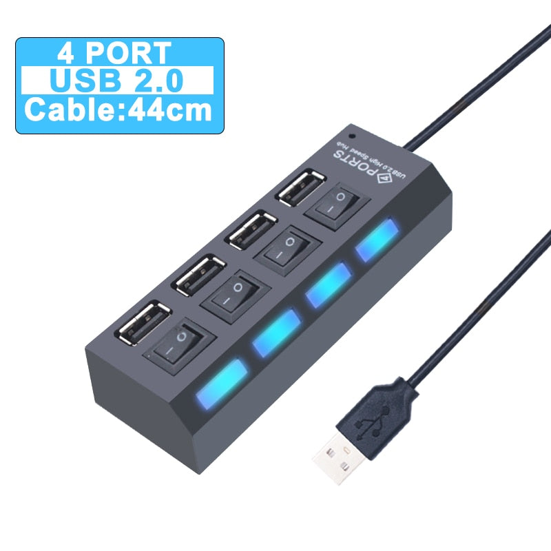 USB Hub 3.0 Hub USB 3 USB 2.0 Multi USB Splitter Power Adapter 4/7 Port Multiple Expander 2.0 with Switch for PC Accessories