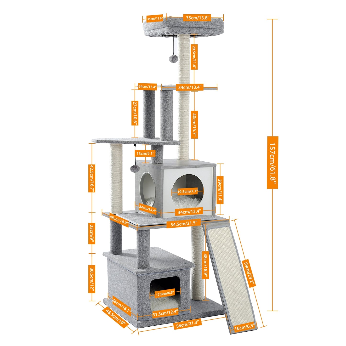 Luxury Cat Tree Tower with Cabinet Wood Adjustable Height Floor-to-Ceiling Vertical Cat Tree Post Toy rascador gato arbre à chat