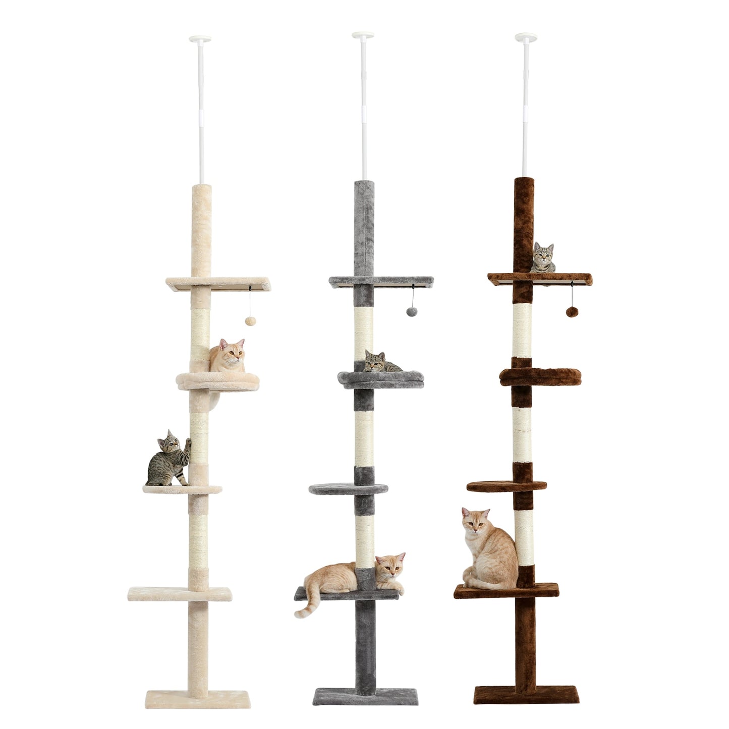 Luxury Cat Tree Tower with Cabinet Wood Adjustable Height Floor-to-Ceiling Vertical Cat Tree Post Toy rascador gato arbre à chat