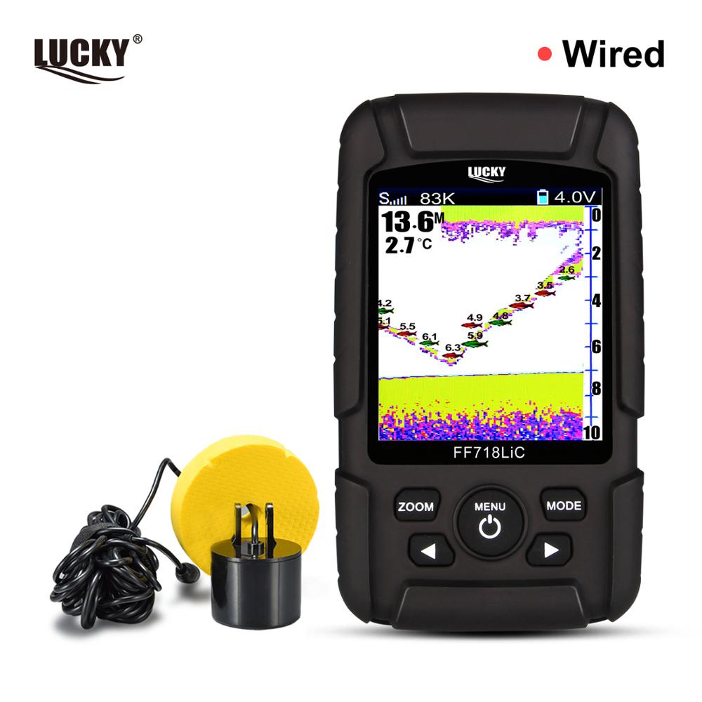 Russian menu!LUCKY FF718LiCD-T 2.8&quot; Color LCD Portable Fish Finder 200KHz/83KHz Dual Sonar Frequency 328ft Detection sonar