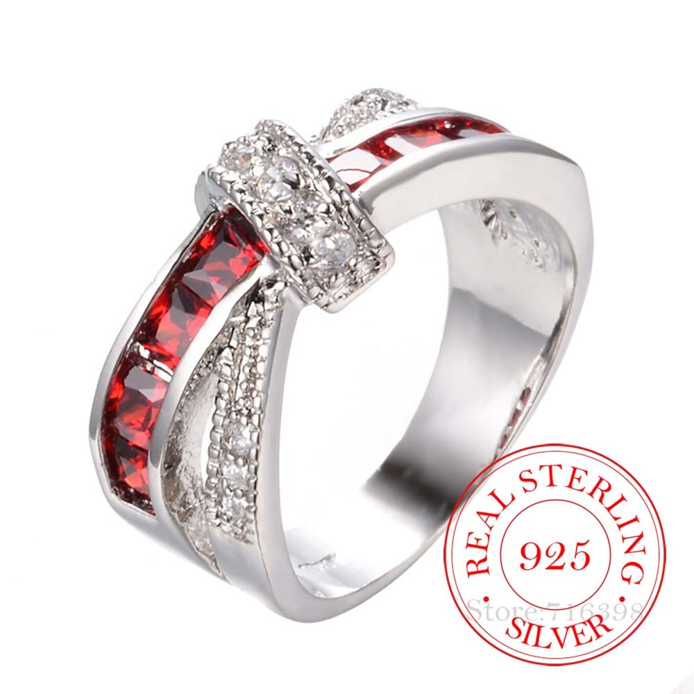 100% 925 Sterling Silver Jewelry Vintage Purple Crystal Couple&#39;s Wedding Silver Rings for Women Men Fashion Anel De Prata Bijoux