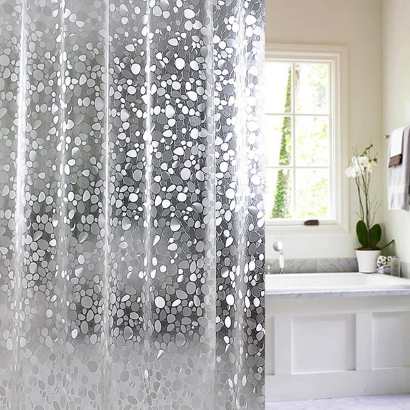 3D Translucent Shower Curtain Waterproof Mildew EVA Bath Curtains Modern Cobblestone Pattern Bathroom Curtain With Hooks