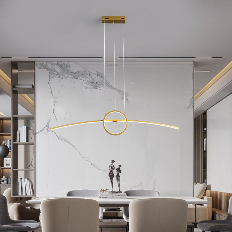 NEO Gleam Minimalism Black/Gold Modern Led Pendant Chandelier For Dining Kitchen Room Bar Living Room Deco Chandelier Fixture
