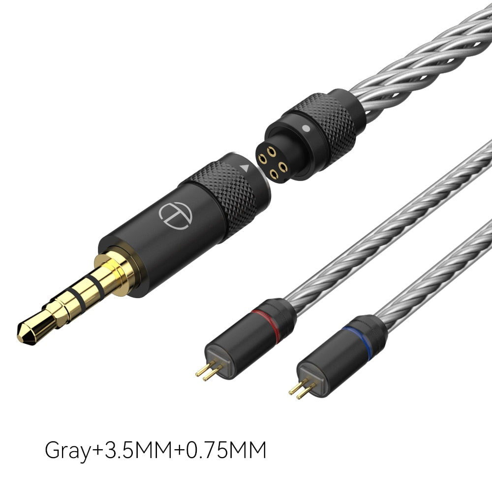 TRN T2 Pro 16 Core Earphones Silver Plated HIFI Upgrade Cable Gray\Black MT4 For TRN Kirin VX pro TA1 Max EMX ST5 For Xiaomi