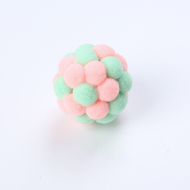 Handmade Funny Cats Bouncy Ball Toys Kitten Plush Bell Ball Mouse Toy Planet Ball Cat Chew Toys Interactive Pet Accessories