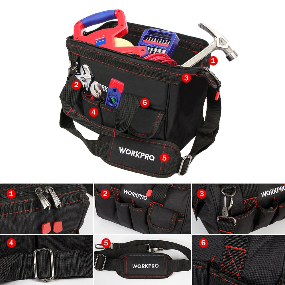 WORKPRO Waterproof Tool bag Travel Bags Men Crossbody Bag Tool Bags Large Capacity Free Shipping 4 size