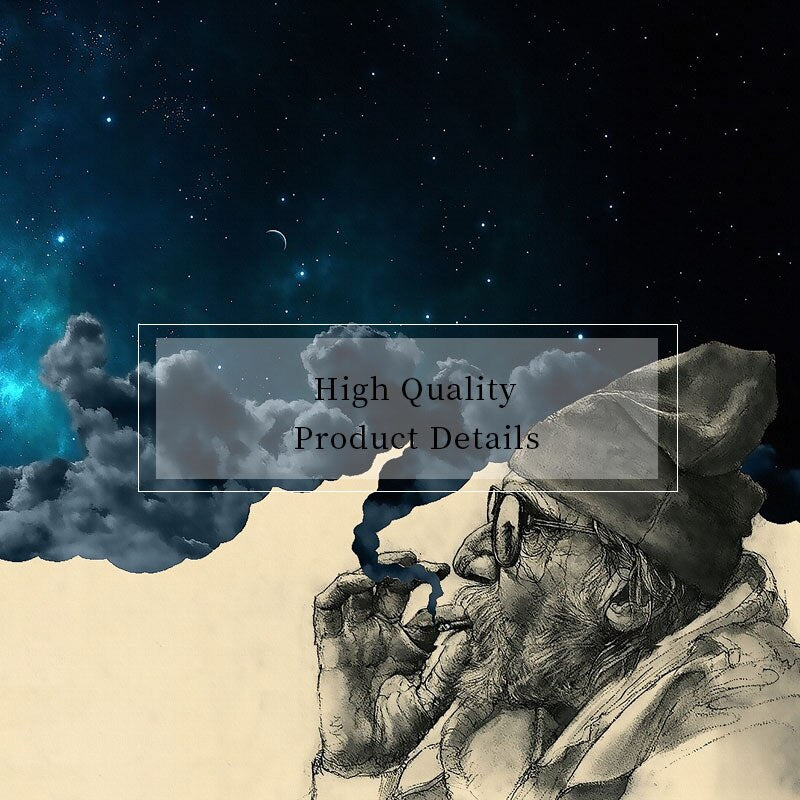 Smoking Old Man Abstract Canvas Painting Starry Night Landscape Wall Art Print Poster Decorative Picture Modern Home Decor