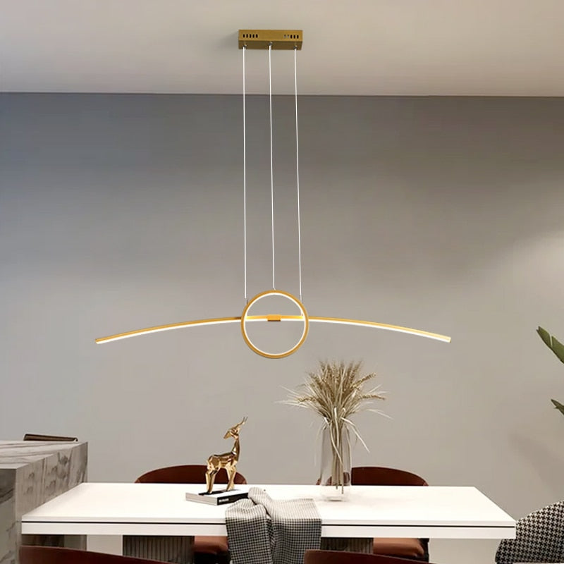 NEO Gleam Minimalism Black/Gold Modern Led Pendant Chandelier For Dining Kitchen Room Bar Living Room Deco Chandelier Fixture