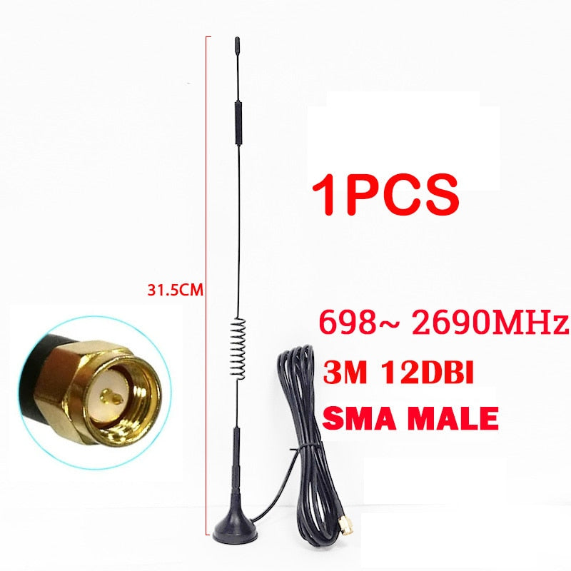 12dbi 5dbi 433Mhz Antenna lora 4G  698~ 2690MHz antena SMA Male Connector Magnetic base IOT Signal Booster Wireless Repeater