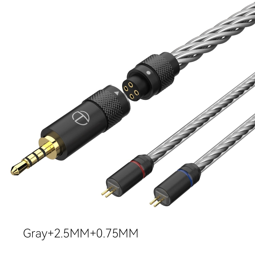 TRN T2 Pro 16 Core Earphones Silver Plated HIFI Upgrade Cable Gray\Black MT4 For TRN Kirin VX pro TA1 Max EMX ST5 For Xiaomi