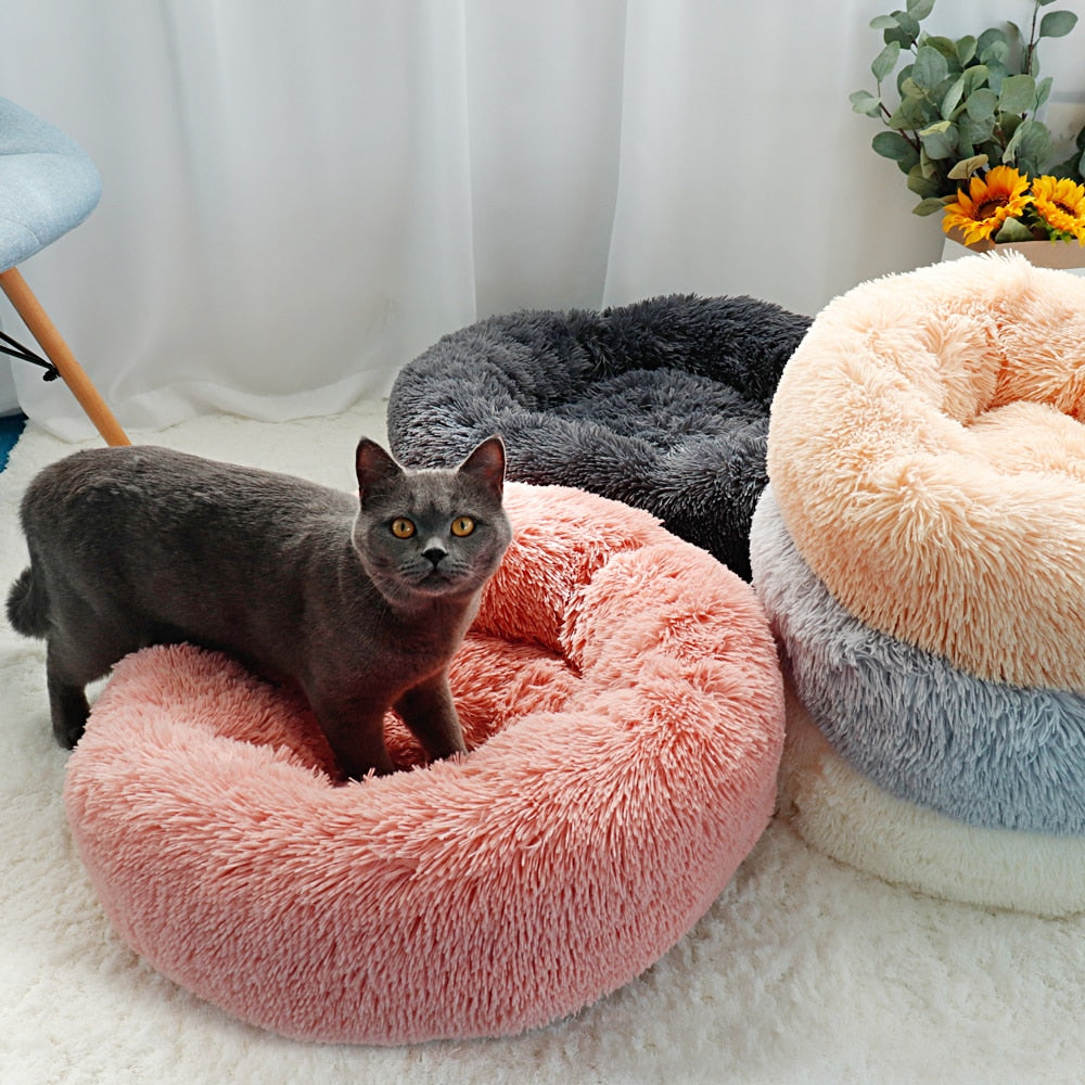 Pet Dog Bed Mat Fluffy Calming Dog Bed Blanket Long Plush Cat Dog House Beds Hondenmand Round Lounger Sofa Sleeping Bag Kennel