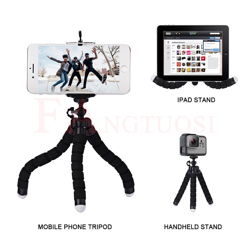 FANGTUOSI Mini Flexible Sponge Octopus Tripod For IPhone xiaomi  bendable Mobile Phone Smartphone Tripod For Gopro 8 7 Camera