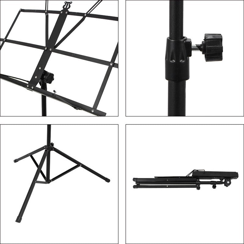 Folding Music Sheet Stand Aluminum Alloy Tripod Music Stands Holder Height Adjustable with Carrying Bag for Musical Instrument