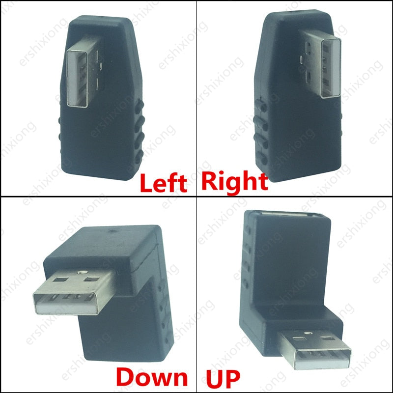 USB Cable Adapter USB Male to Female Extension 90 Degree Right Angled Adaptor for  Laptop PC UP&Down&Left&Right M/F