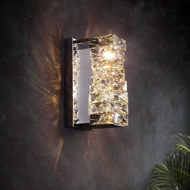 Modern Gold Chrome Luxury Crystal Wall Light Sconce Led Lamp For Living Room Bedroom Tv Background Lights Indoor Home Fixtures