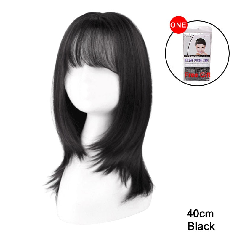 DIFEI short wigs with air bangs hair bob curly tail wigs synthetic hair natural black color hair wigs for women party