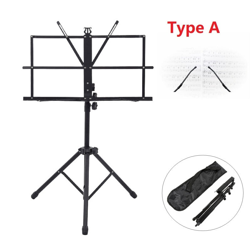 Folding Music Sheet Stand Aluminum Alloy Tripod Music Stands Holder Height Adjustable with Carrying Bag for Musical Instrument