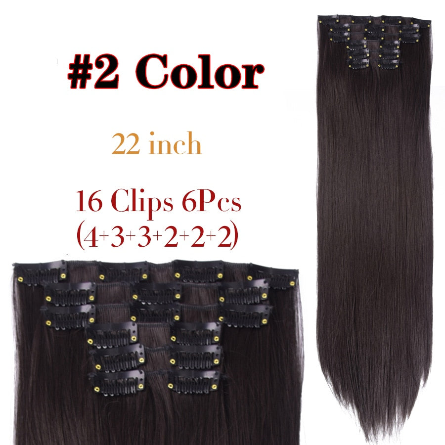 Leeons Synthetic Hair Curly Clip In Wig Extension 16 Clips In Hair Extension Hair Pieces Fake Hair Extension Synthetic 49 Colors