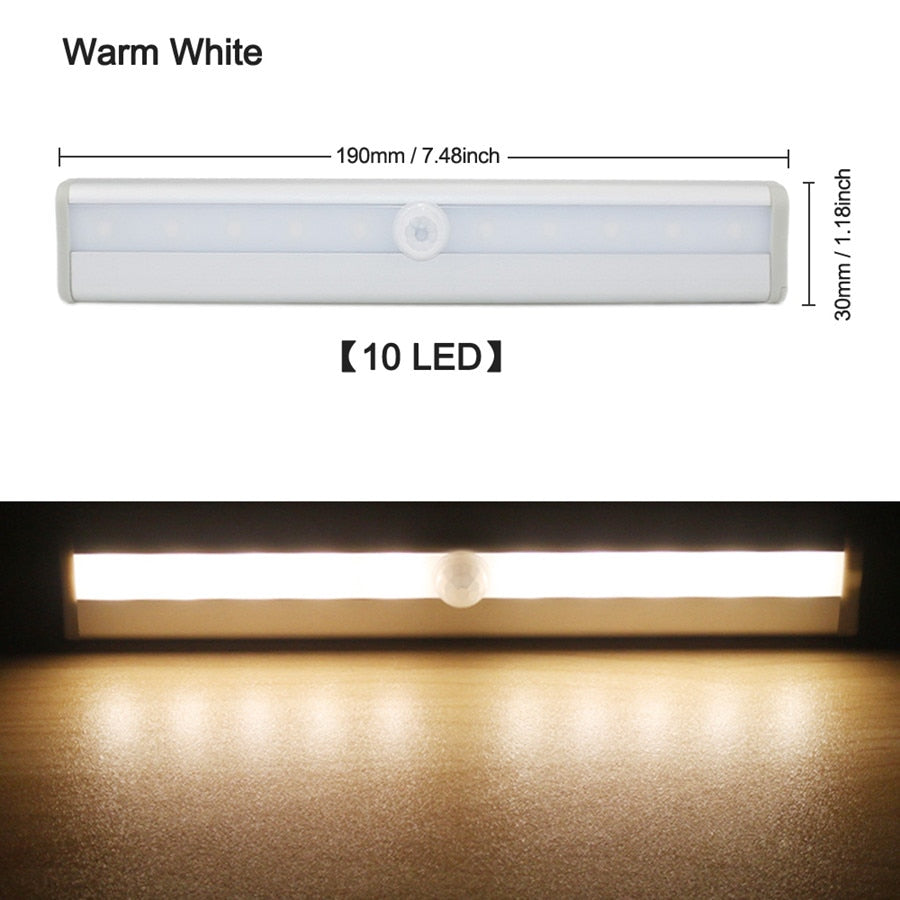 6/10 LED Induction Under Cabinet Light Motion Sensor Closet Night Lamp Battery Powered Magnetic Strip Light For Kitchen Wardrobe