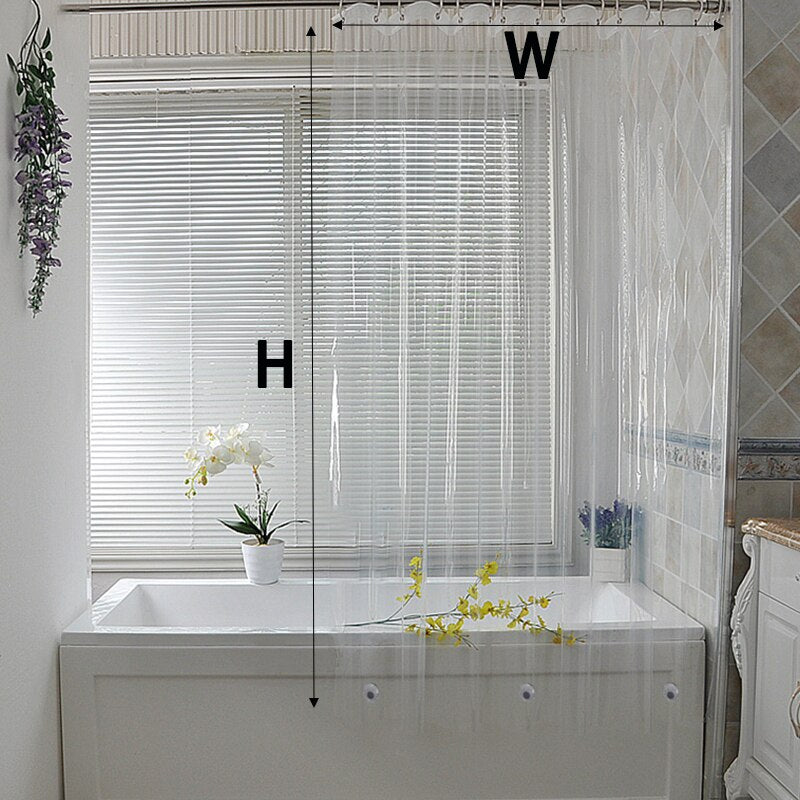 High Clear Shower Curtain Waterproof Transparent Curtains Liner Mildew Plastic Bath Curtains With Hooks Home PEVA Bathroom Decor