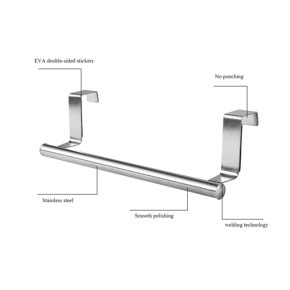 Stainless steel bathroom kitchen cabinet towel rag rack over door towel bar hanger rack hanger hanger