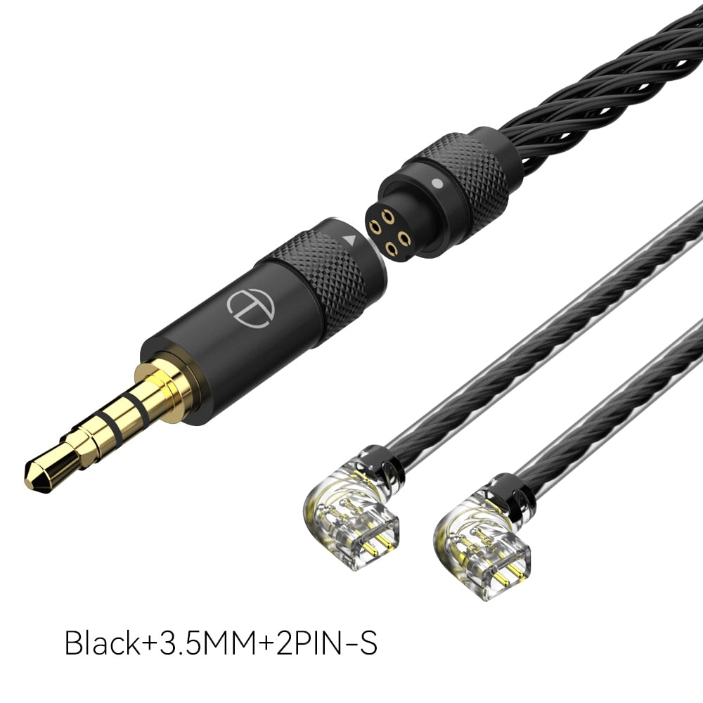 TRN T2 Pro 16 Core Earphones Silver Plated HIFI Upgrade Cable Gray\Black MT4 For TRN Kirin VX pro TA1 Max EMX ST5 For Xiaomi