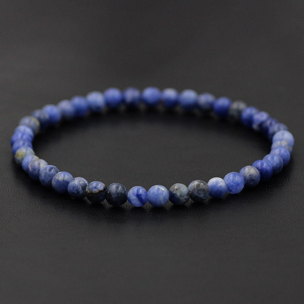 4mm Natural Stone Lapis Lazuli Bead Stretch Bracelet Tiger Eye Round Beaded Bracelets Bangles Jewelry for Men Women