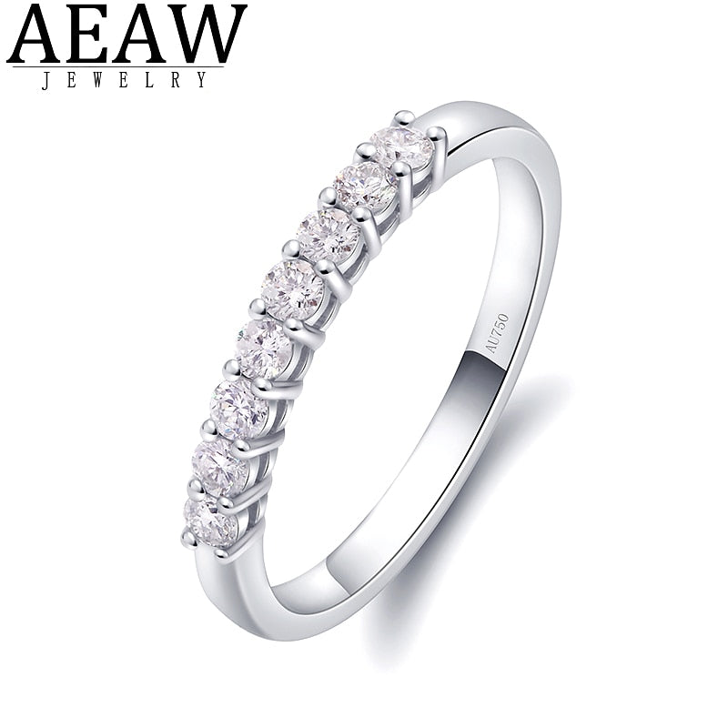 AEAW 14k White Gold 0.25ctw 2mm DF Round Cut Engagement&amp;Wedding Moissanite Lab Grown Diamond Band Ring for Women